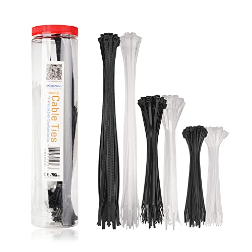 Cable Matters Assorted Zip Ties - 200-Pack 6, 8, 12-Inch Nylon Cable Ties