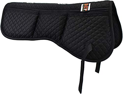 ECP All Purpose Diamond Quilted Poly Cotton English Half Saddle Pad with Therapeutic Contoured Correction Support Pockets