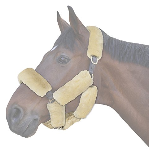 ECP Merino Sheepskin Halter Fleece Set for Horse Protection and Relief, 9 Pieces Cream