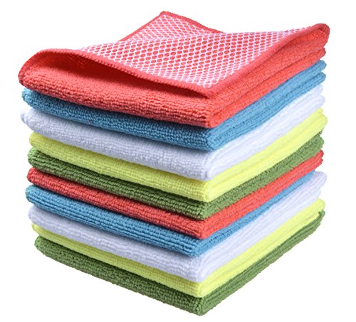 SINLAND Microfiber Dish Cloth with Poly Scour Side  10pack