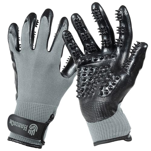 HANDSON Pet Grooming Gloves - Grooming, Bathing, Shedding
