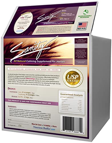 Sanity - Equine Behavioral Calming Focus Supplement for Horses - Magnesium, Calcium, Zinc, B Vitamins, & More