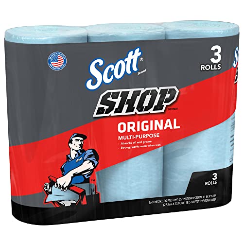 Scott Shop Towels, Blue (3 Rolls, 55 Towels/Roll)