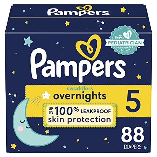 Pampers Swaddlers Overnights Diapers - Size 5, 88 Count, Disposable Baby Diapers