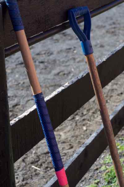 sport tape on stall cleaning tools