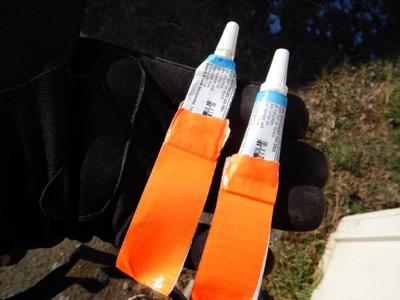 ointments with tape on ends to write instructions