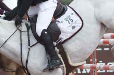 fuzzy spur patch on a clipped horse